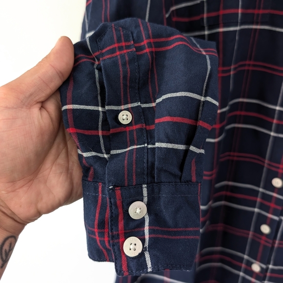 U.S. Polo Assn. Navy Plaid Long Sleeve Shirt Dress In Size Medium - Picture 5 of 8